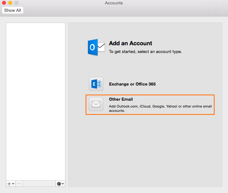 outlook for mac 2011 - set up imap account
